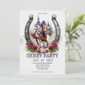 Kentucky Derby Feest Uitnodiging Watercolor Paarde (Staand voorkant)
