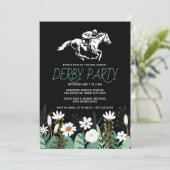 Kentucky Derby-feest uitnodiging - Witte Paard & J (Staand voorkant)