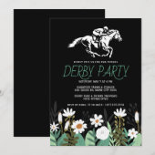 Kentucky Derby-feest uitnodiging - Witte Paard & J (Voorkant / Achterkant)