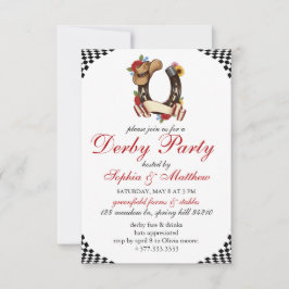 Kentucky Derby Horse Racing Themed Elegant Invite Kaart