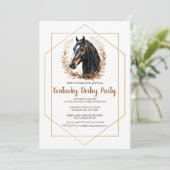 Kentucky Derby Party Invitation Silver Horseshoe P Kaart (Staand voorkant)