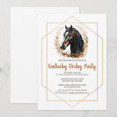 Kentucky Derby Party Invitation Silver Horseshoe P Kaart (Voorkant / Achterkant)