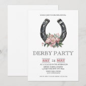 Kentucky Derby Party Invitation Silver Horseshoe P Kaart (Voorkant / Achterkant)