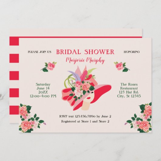 Kentucky Derby Pet Bridal Shower Invitation Kaart (Voorkant / Achterkant)