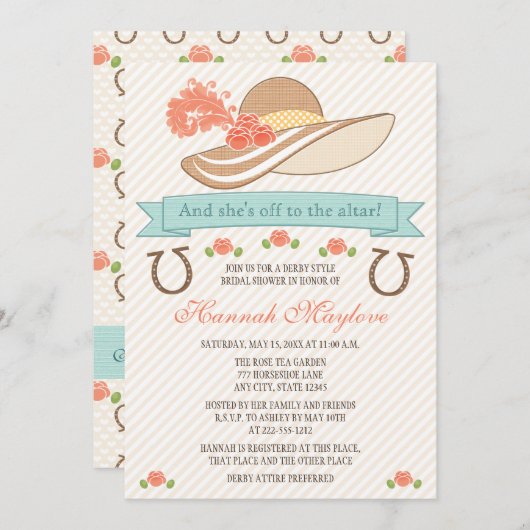 KENTUCKY DERBY PET BRIDAL SHOWER INVITATION KAART (Voorkant / Achterkant)