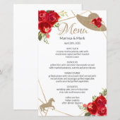 Kentucky Derby Red Roses Wedding Menu (Voorkant / Achterkant)