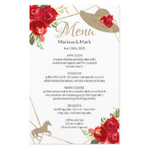 Kentucky Derby Red Roses Wedding Menu
