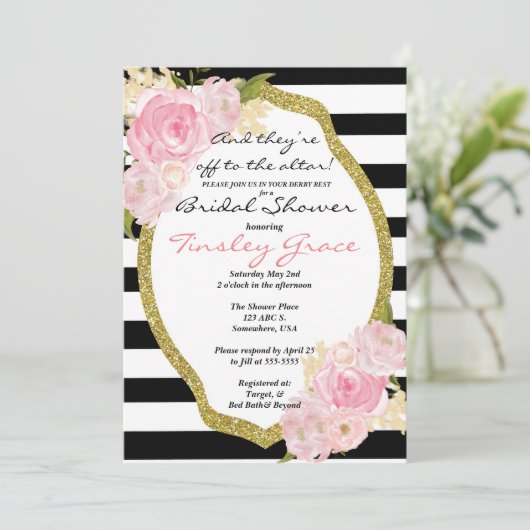 Kentucky Derby thema douche uitnodiging (Staand voorkant)