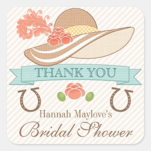 KENTUCKY DERBY THEMA VRIJGEZELLENFEEST DANK U VIERKANTE STICKER