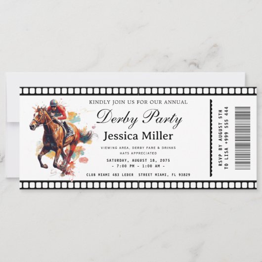 Kentucky Derby Ticket Uitnodiging (Voorkant)