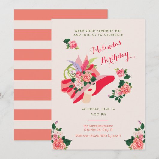 Kentucky Derby Uitnodiging voor verjaardagsfeest (Voorkant / Achterkant)