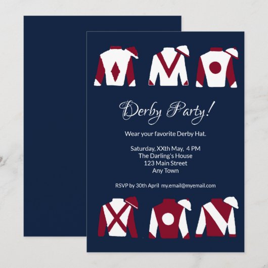 Kentucky Derby Viewing Party uitnodiging (Voorkant / Achterkant)