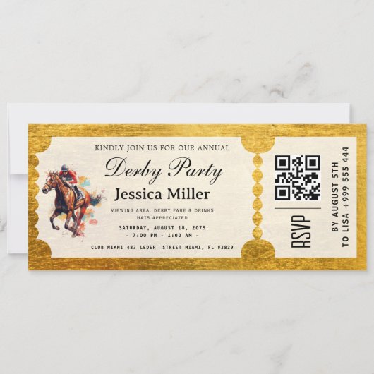 Kentucky Derby VIP Ticket Uitnodiging (Voorkant)