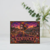 Kentucky Día de los Muertos Retro Briefkaart (Staand voorkant)