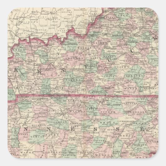 Kentucky en Tennessee Vierkante Sticker (Voorkant)