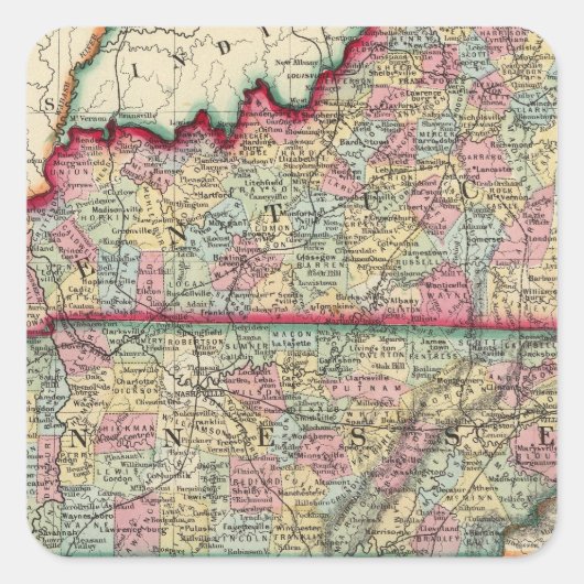 Kentucky en Tennessee Vierkante Sticker (Voorkant)