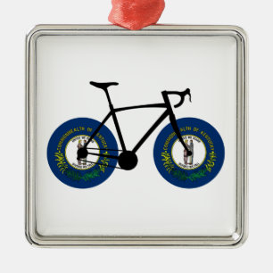 Kentucky Flag Cycling Metalen Ornament