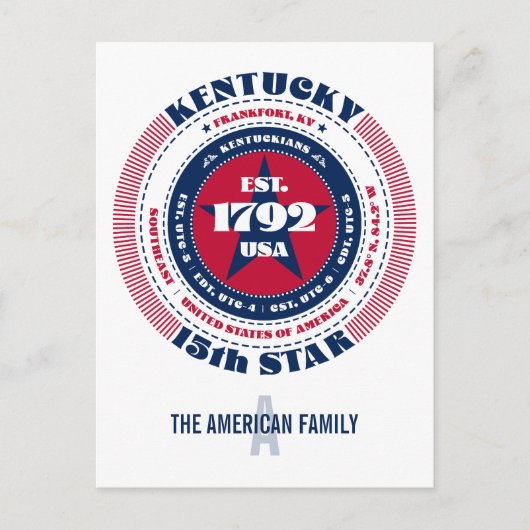 Kentucky, Frankfort, KY, Patriottisch, Monogram Briefkaart (Voorkant)