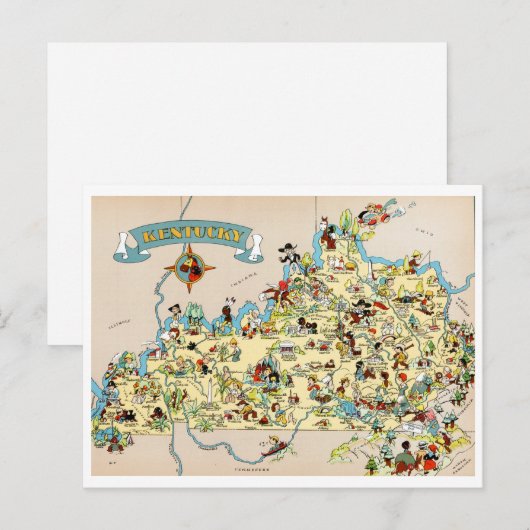 Kentucky Funny Map Briefkaart (Voorkant / Achterkant)
