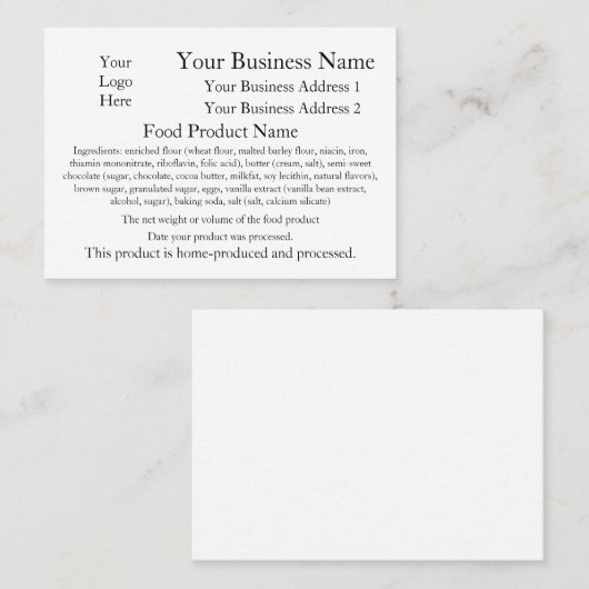 Kentucky Home Baker-kaarten Visitekaartje (Voorkant / Achterkant)