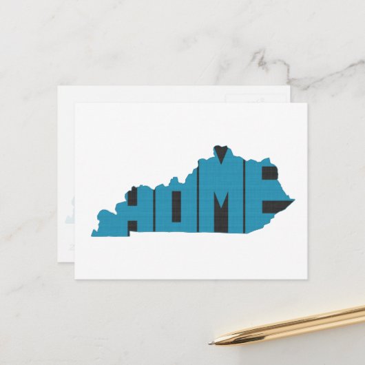 Kentucky Home State Blue Word Art Briefkaart (Voorkant / Achterkant in situ)