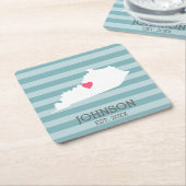 Kentucky Home State Map - Aangepaste huwelijksname Kartonnen Onderzetters (Schuin)