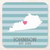 Kentucky Home State Map - Aangepaste huwelijksname Kartonnen Onderzetters (Voorkant)