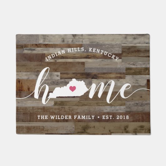 Kentucky Home State Personalized Wood look Deurmat (Voorkant)