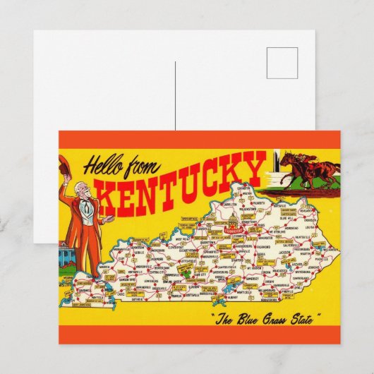  Kentucky Kaart Briefkaart (Voorkant / Achterkant)