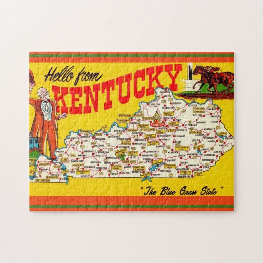 Kentucky Kaart Briefkaart Legpuzzel (Horizontaal)