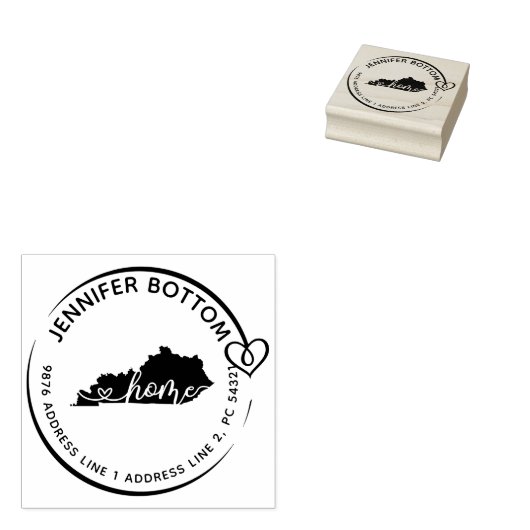 Kentucky kaart hartkrans rubberstempel (Gestempeld)