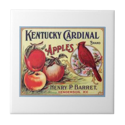  Kentucky Kardinaal Apples, Henry P Barret, Tegeltje (Voorkant)