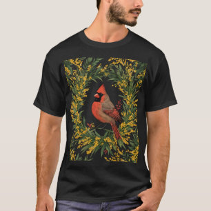 Kentucky kardinaal vogel met gele bloemenkrans ove t-shirt