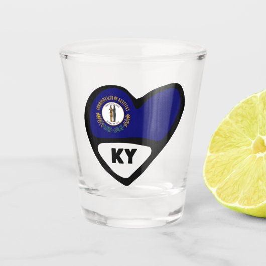 Kentucky, KY-staatsvlag in Heart Shot Glass Shot Glas (Voorkant)