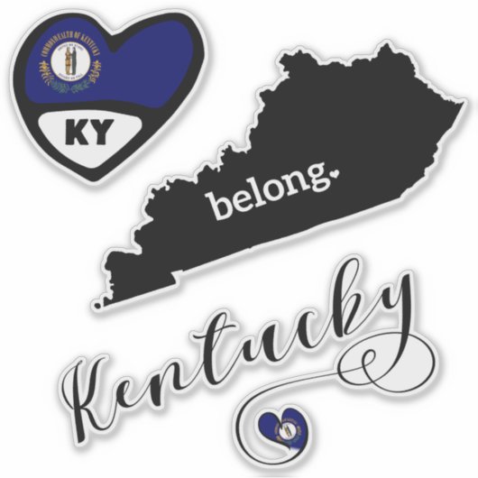 Kentucky Love, 3 Design, Die Cut Stickers (Voorkant)