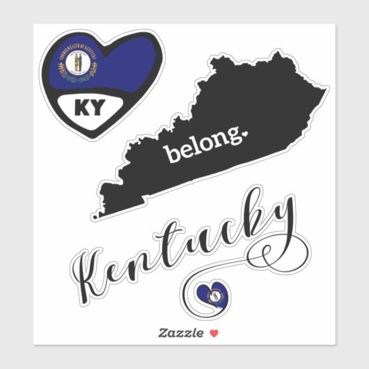 Kentucky Love, 3 Design, Die Cut Stickers (Vel)