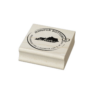Kentucky Map Heart Wreath Rubberstempel