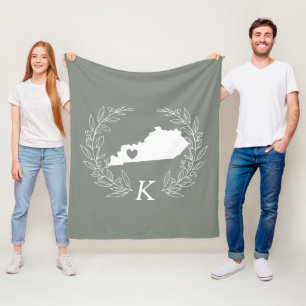 Kentucky Map met schaar bladeren monogram Fleece Deken