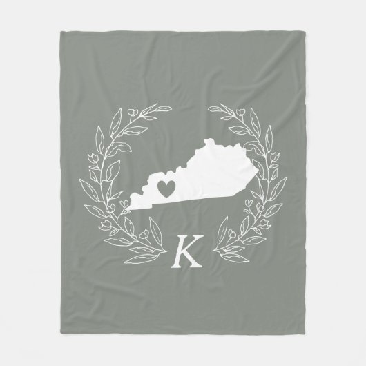 Kentucky Map met schaar bladeren monogram Fleece Deken (Voorkant)