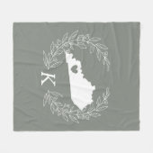 Kentucky Map met schaar bladeren monogram Fleece Deken (Voorkant (Horizontaal))