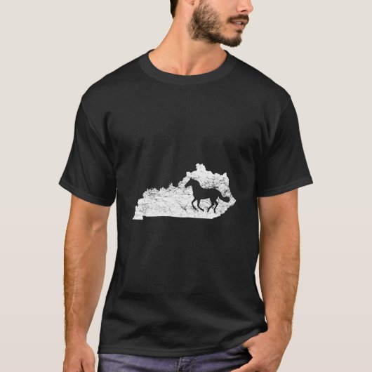 Kentucky Map Paard Kentucky Thoroughbred T-shirt (Voorkant)