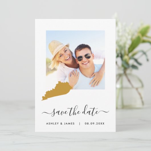 Kentucky Map Weddenschap Save the Date Kaart (Staand voorkant)