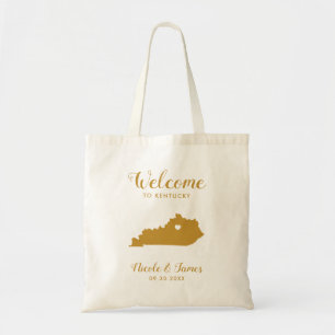Kentucky Map Wedding Welcome Bag, Gold Tote Bag