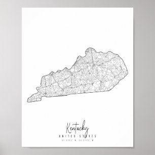Kentucky Minimal Street Map Poster