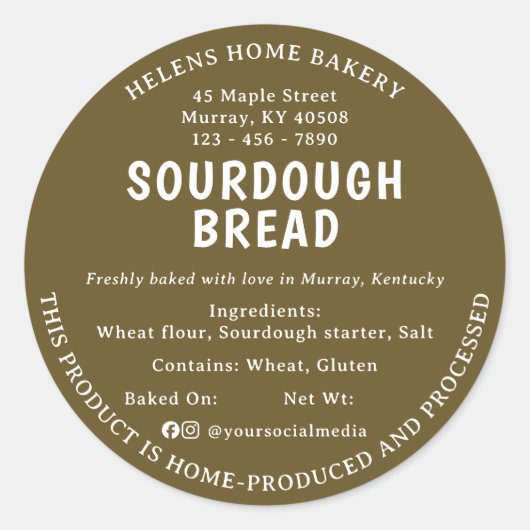 Kentucky Mosterd Bruin Sourdough Brood Label (Voorkant)