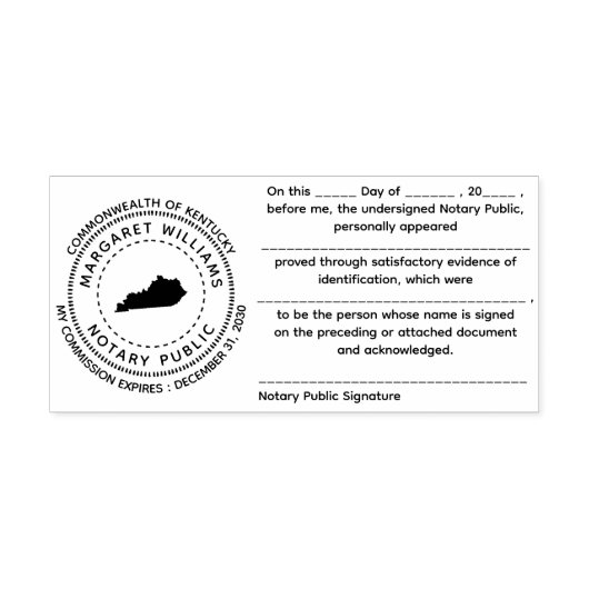 Kentucky notaris publieke erkenningsstempel  zelfinktende stempel (Design)