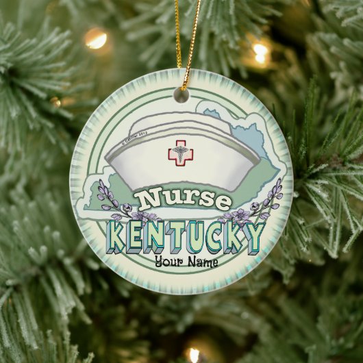 Kentucky Nurse Keramisch Ornament (Boom)