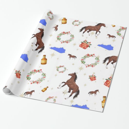 Kentucky Paard Kerst Inpakpapier (Uitgerold)
