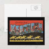 Kentucky (paardenraatscène) - grote lettergrootte briefkaart (Voorkant / Achterkant)