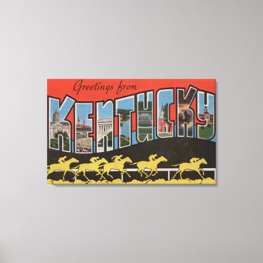 Kentucky (paardenraatscène) - grote lettergrootte canvas afdruk (Voorkant)